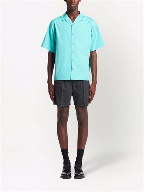 prada button down short sleeve|PRADA Button.